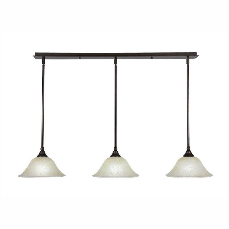 Toltec Lighting Any 3 - Light Chandelier in  Bronze with 10" Amber Marble  Shade, 1 of 2