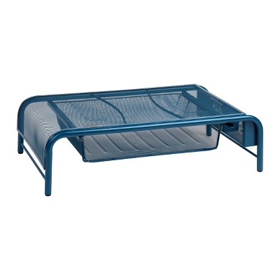 Turquoise Metal Mesh Monitor Stand with Storage