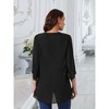 Seta T Women's High Low Asymmetrical Chiffon 3/4 Bell Sleeve V Neck Irregular Hem Casual Blouse - 4 of 4