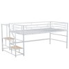 TIRAMISUBEST Mid Loft Bed with Storage stairs, Twin Size Metal Low Loft Bedframe with Guardrail, Kids Playhouse Bed - 4 of 4