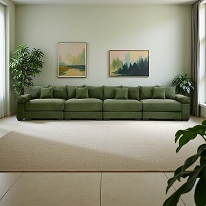 167.6" Corduroy Cloud Modular Sectional Sofa with Thick Cushions & Wide Armrests - 1 of 4