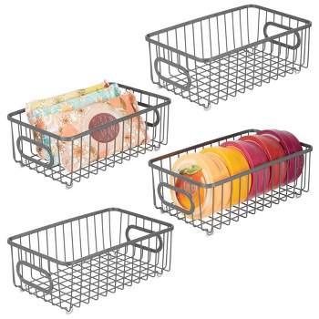 mDesign Metal Bathroom Storage Organizer Basket, 4 Pack