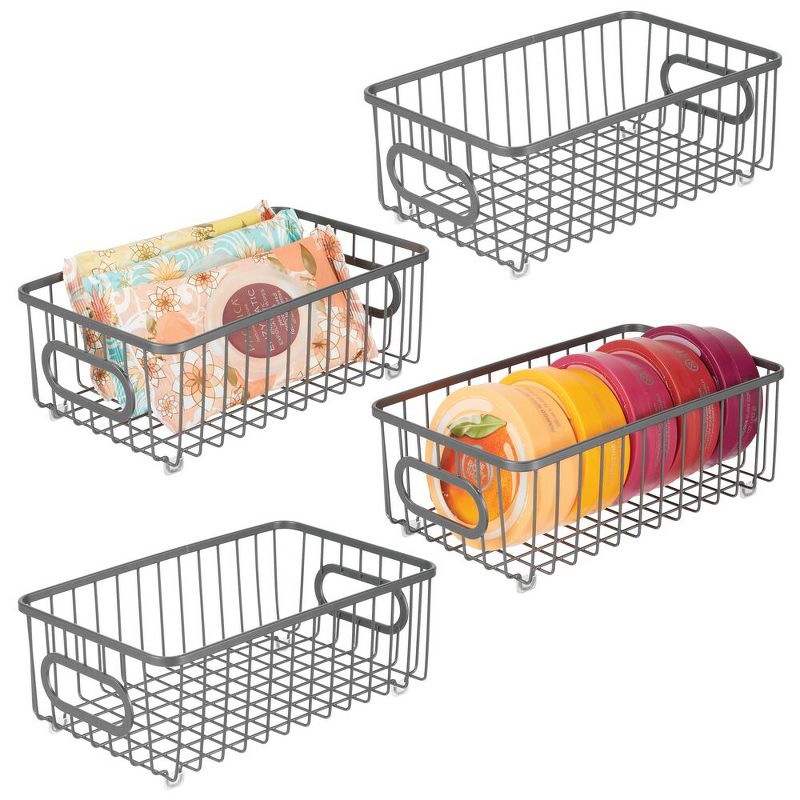 mDesign Metal Bathroom Storage Organizer Basket, 4 Pack, 1 of 7