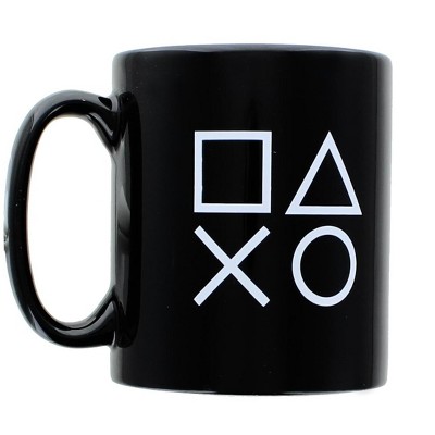 Games Alliance PlayStation Logo and Icons Black Ceramic Coffee Mug