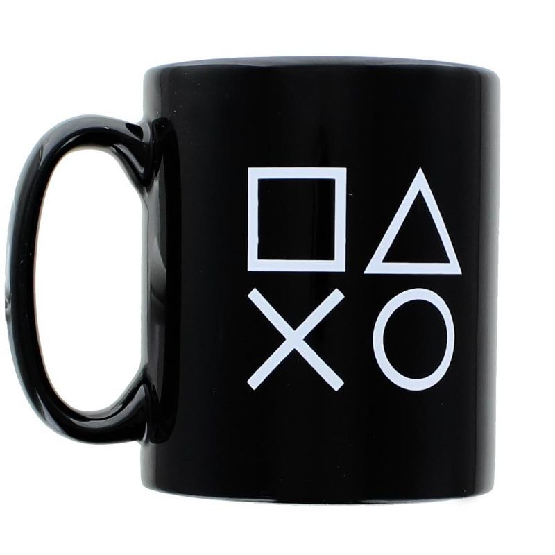 Games Alliance PlayStation Logo and Icons Black Ceramic Coffee Mug, 1 of 4