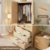 Armoire Wardrobe Closet with Drawers, 69.5" Wooden Wardrobe Cabinet with Hanging Rod - 2 of 4