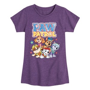 Girls' - Paw Patrol - Chase Skye Everest Rubble Marshall Sketch Group Fitted Short Sleeve Graphic T-Shirt - 1 of 4