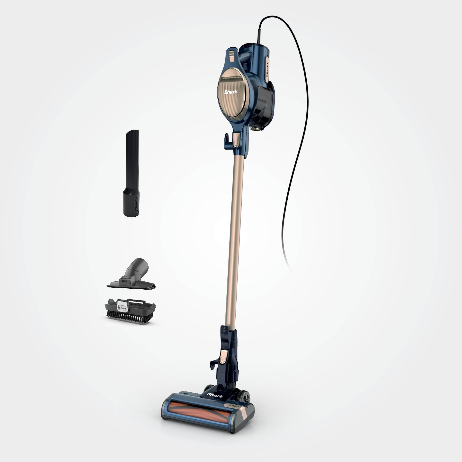 Shark Rocket Corded Stick Vacuum with Turbo Self-Cleaning Brushroll and Powerful Suction 8.5" Cleaning Path Blue