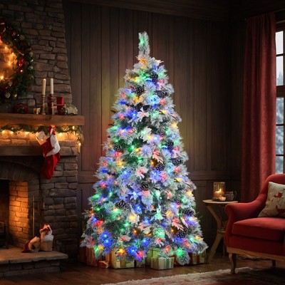 Mlmh & Kngwa 6FT Pre-Lit Snow-Flocked Spruce Artificial Christmas Tree