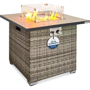 SereneLife Portable Gas Fire Pit - Brown - 1 of 4