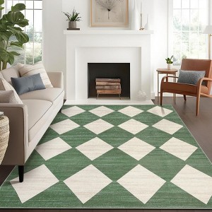 Area Rug for Living Room Machine Washable Modern Checkered Rug Non-Slip Low Pile Bedroom,Indoor - 1 of 4