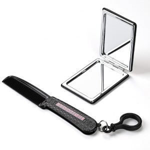 Byootique Portable Pocket Mirror W/ Folding Comb Makeup Cosmetic Mirror Travel - 1 of 4
