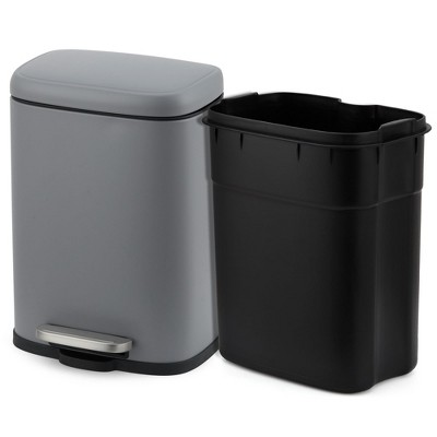 Bathroom Trash Can with Lid, Stainless Steel Kitchen Trash Can with 12 Liter, Soft Close Step-On Pedal, Fingerprint-Resistant Finish for Kitchen