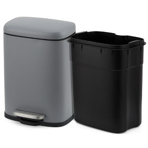 Bathroom Trash Can with Lid, Stainless Steel Kitchen Trash Can with 12 Liter, Soft Close Step-On Pedal, Fingerprint-Resistant Finish for Kitchen - 1 of 4