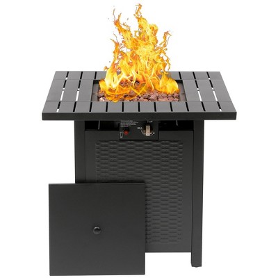 SUGIFT 28" Outdoor Gas Fire Pit Table 50,000 BTU Square Propane Fire Pit Table