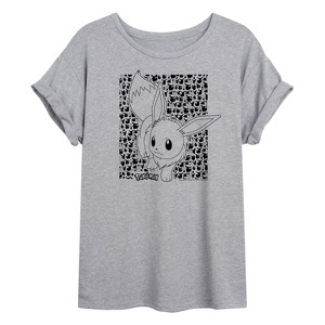 Women's - Pokémon - Eevee Pattern Oversized Graphic T-Shirt - 1 of 4