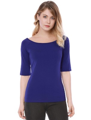 INSPIRE CHIC Women's Half Sleeves Scoop Neck Fitted Layering Soft T-Shirt