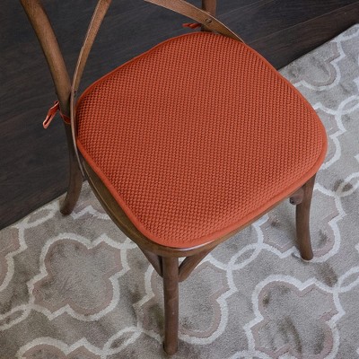 Rust Honeycomb Memory Foam Chair Cushion Set with Ties, 4 Pack