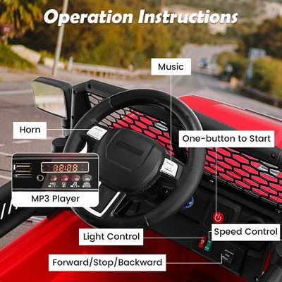 Red 12V Kids Ride-On Truck with Remote Control and Music