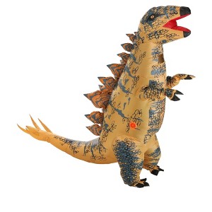HalloweenCostumes.com One Size Fits Most   Adult Inflatable Stegosaurus Halloween Costume, Black/Brown/Green - 1 of 4