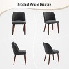 Set of 2 Linen Upholstered Dining Chairs – Wing Backrest,  Wood Legs & Thick Cushions for Kitchen, Dining, or Living Room - 3 of 4