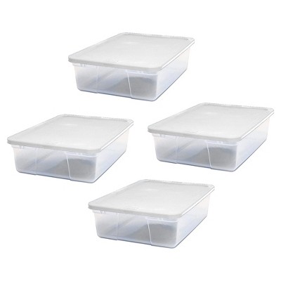 Homz Snaplock 56-quart Plastic Multipurpose Stackable Storage Container Bins  With Gray Snaplock Lid For Home And Office Organization, Clear (4 Pack) :  Target