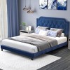 Tangkula Queen Size Velvet Platform Bed w/ Button Tufted & Nailhead Trim Headboard - image 2 of 4