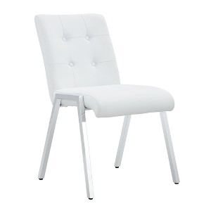 2 Pcs PU Dining Chairs, High Backrest Kitchen Chairs with Metal Legs, Sponge Seat Cushion Comfortable Chairs for Dining Room, Kitchen White - 1 of 4