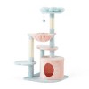 Erommy 43.3" Flower Cat Tree Tower, with Flower Perch, Hammock, Dangling Ball, Cat Condo for Indoor Cats, Blue - 2 of 4