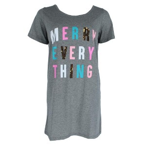Not a Morning Person Women's Merry Everything Short Sleeve Night Shirt - 1 of 3