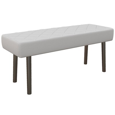 HOMCOM Ottoman Bench, 39.4" Faux Leather Upholstered End of Bed Bench with Metal Legs and Padded Seat, Gray
