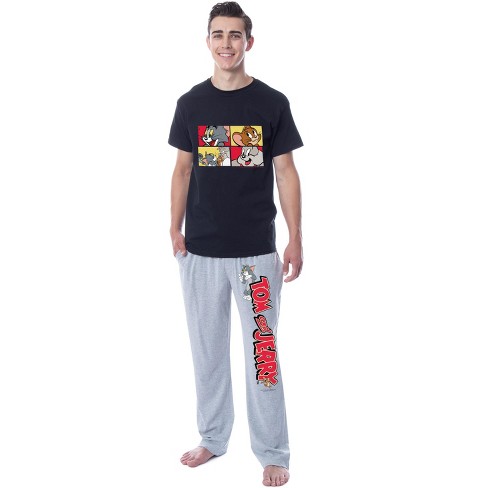 Tom And Jerry Men's Vintage Characters Logo Sleep Jogger Pajama