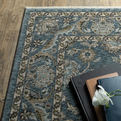 Aberdeen Blue and Beige Synthetic Stain-Resistant 5x8 Area Rug