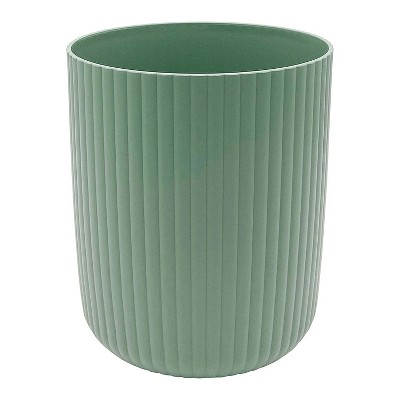 LunaLulinlk 1.64 Gallon Plastic Ribbed Wastebasket, Green