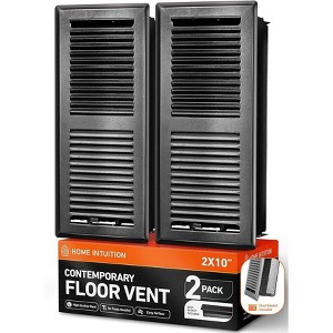 Home Intuition Contemporary Floor Vent Covers 4X12 Inch  with Mesh Cover Trap Heat and Air Walkable Metal Floor Vent for HVAC Duct, Matte Black - 1 of 4