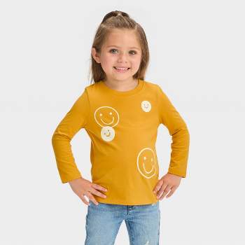 Toddler Smiles Long Sleeve T-Shirt - Cat & Jack™ Mustard Yellow