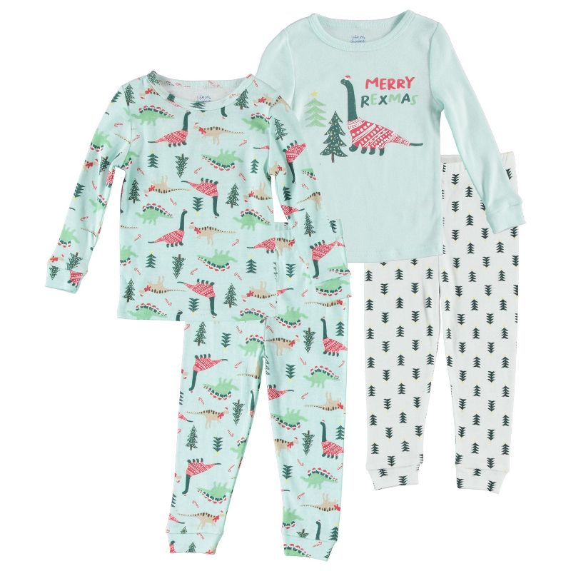 Chick Pea Baby Girl Toddler and Infant Pajama Long and Short Sleeve Matching combos 4 PC Set, 1 of 3