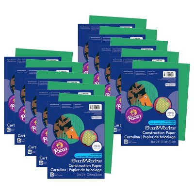 Prang® Construction Paper, Holiday Green, 9" x 12", 50 Sheets Per Pack, 10 Packs