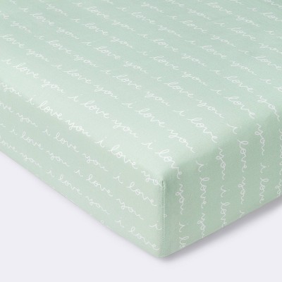 Fitted Crib Sheet I Love You Script - Cloud Island™ Mint