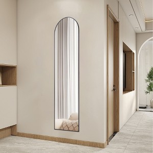 ChicFurnit Full Length Mirrors Arhed Floor Mirrors Floor Standing Mirror Wall Mirror Thin Frame for Living Room, Black, 59"*0.5"*16" - 1 of 4