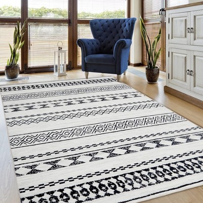 Moroccan Area Rug Washable Rug Soft Non Slip Low Pile Printed Geometric Trellis Rugs for Bedroom Living Room