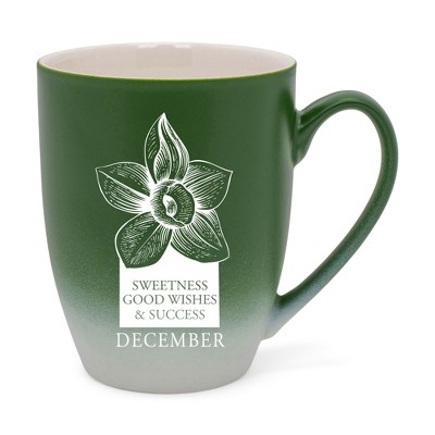 Elanze Designs Sweetness Good Wishes And Success Two Toned Ombre Matte Green and White 12 ounce Ceramic Stoneware Coffee Cup Mug