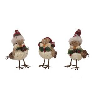 Transpac Foam Sisal Bird w/Hat Set of 3 Christmas Home Decorations - 1 of 1