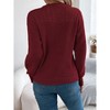 Coolmee Women's Sweaters Casual Long Sleeve Crewneck Cable Knit Oversized Crochet Sweater Pullover Tops - 2 of 4