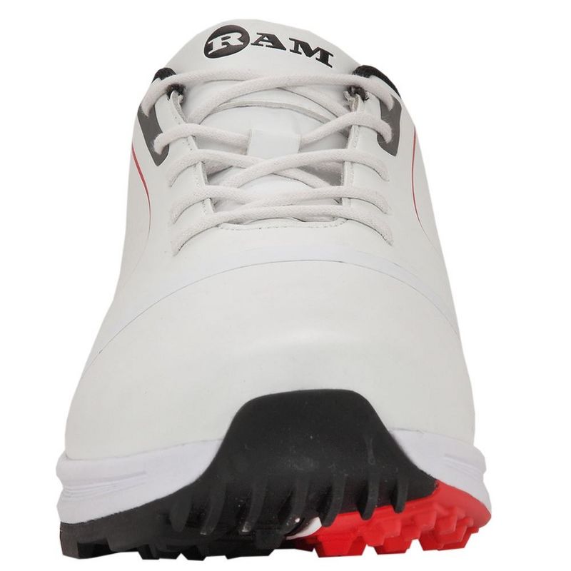 Ram Golf Player Mens Waterproof Golf Shoes White/Red, 3 of 5