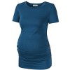 Clearlove Maternity Tunic Tops Maternity Shirt Side Button and Ruched Maternity Tunic Tops Maternity Short Sleeve T-Shirts - 2 of 4