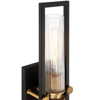 Black and Brass 34" Glass Shade Wall Sconce
