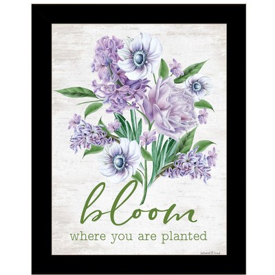 HomeRoots Bloom Where You Are Planted Black Framed Print Wall Art