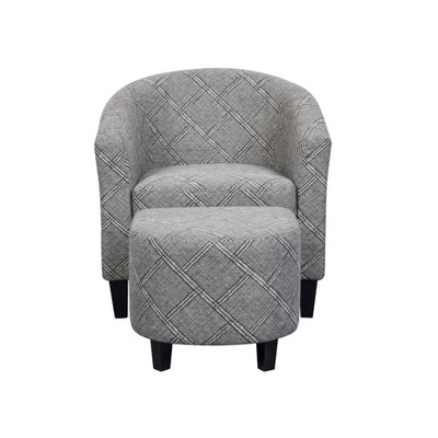 Accent Chair and Ottoman Gray/White - HomeFare