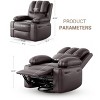 Oversized Padded Swivel Rocking Recliner Chair with Heat and Massage – Comfy Faux Leather Swivel Rocker Reclining Single Sofa for Adults - 3 of 4